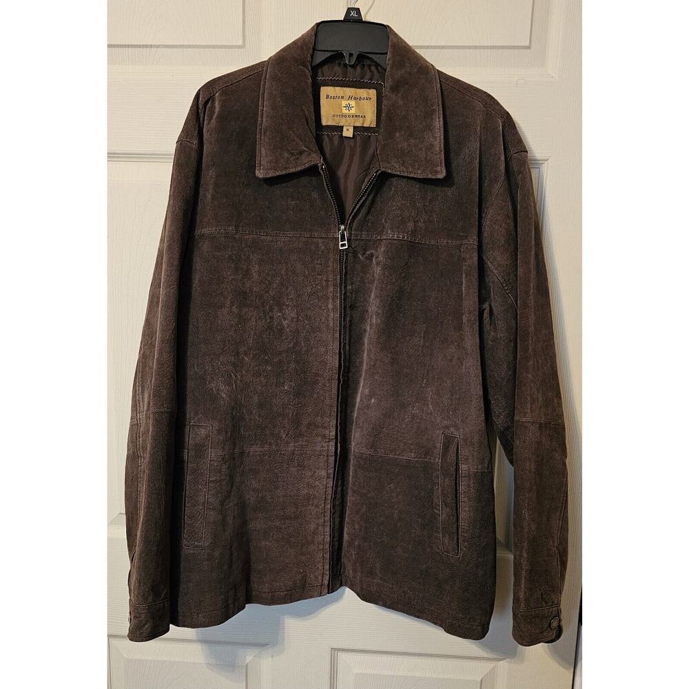 SOLD - Boston Harbour Outdoor Suede Leather Jacket XL Coat Mens Dark Brown